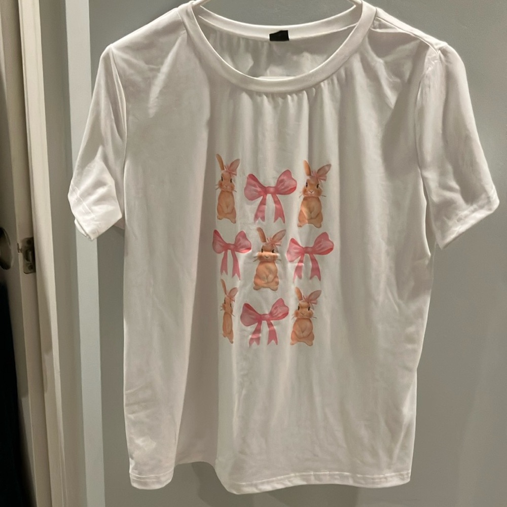 Pink Bow Bunny Tee NWOT